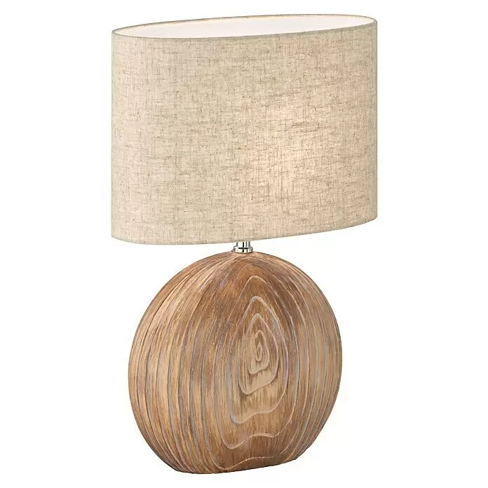 Fischer & Honsel Tischleuchte - L x B x H: 40,5 x 13 x 13 cm, Holzfarben, E27 - Diagonale Ansicht