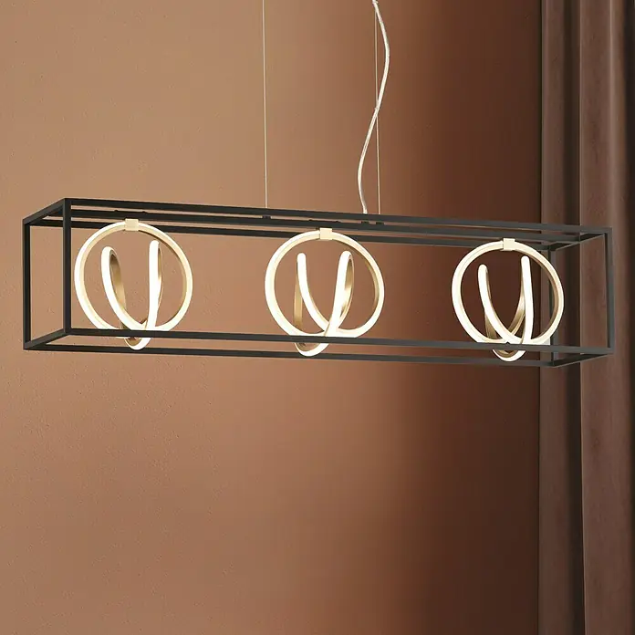 Fischer & Honsel LED-Pendelleuchte - 39 W, L x B x H: 39 x 23 x 13 cm, Mehrfarbig - Elegante Pendelleuchte mit drei Ringen in einem schwarzen Rahmen. Die Lampe sorgt für modernes Flair und stilvolle Beleuchtung im Raum.