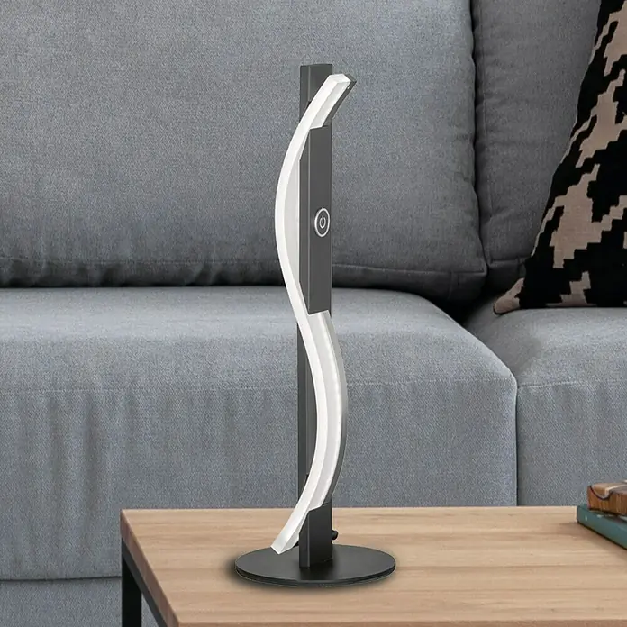 Fischer & Honsel LED-Tischleuchte - 7 W, L x B x H: 25,5 x 25 x 25 cm, schwarz matt, Warmweiß - Elegante LED-Tischleuchte mit geschwungenem Design und Touch-Schalter, perfekt für moderne Wohnräume und als stilvolle Lichtquelle.