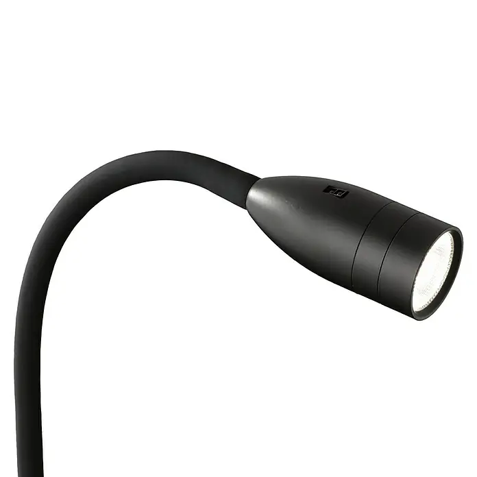 Fischer & Honsel LED-Wandstrahler Sten - 5 W, L x B x H: 40 x 35 x 11 cm, schwarz matt, Warmweiß - Eine moderne, mattschwarze LED-Leselampe mit flexiblem Arm und hellem, fokussiertem Licht, ideal für Nachttische und Büros.
