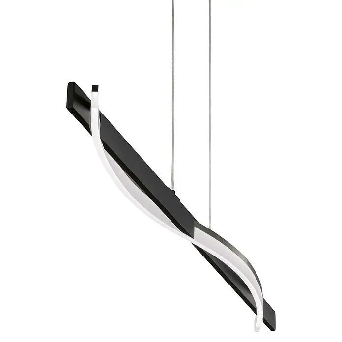 Fischer & Honsel LED-Pendelleuchte Bridge - 18 W, Pendellänge: 160 cm, Sandschwarz/Silber, Mehrfarbig - Moderne LED-Hängeleuchte mit geschwungenem Design in Schwarz und Weiß. Elegante Beleuchtung für stilvolle Innenräume.