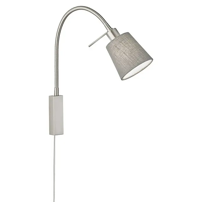 Fischer & Honsel Wandstrahler Wolke - 10 W, L x B x H: 52 x 40 x 11 cm, Nickelfarben matt, Grau, E14 - Moderne Wandleuchte mit flexiblem Arm und grauem Schirm, ideal als Leselampe oder zur Akzentbeleuchtung.