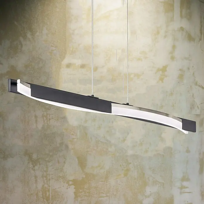 Fischer & Honsel LED-Pendelleuchte Bridge - 18 W, Pendellänge: 160 cm, Sandschwarz/Silber, Mehrfarbig - Moderne LED-Hängeleuchte mit geschwungenem Design in Schwarz und Weiß, ideal für stilvolle Innenräume. Hängeleuchte mit minimalistischen Design für modernen Look.