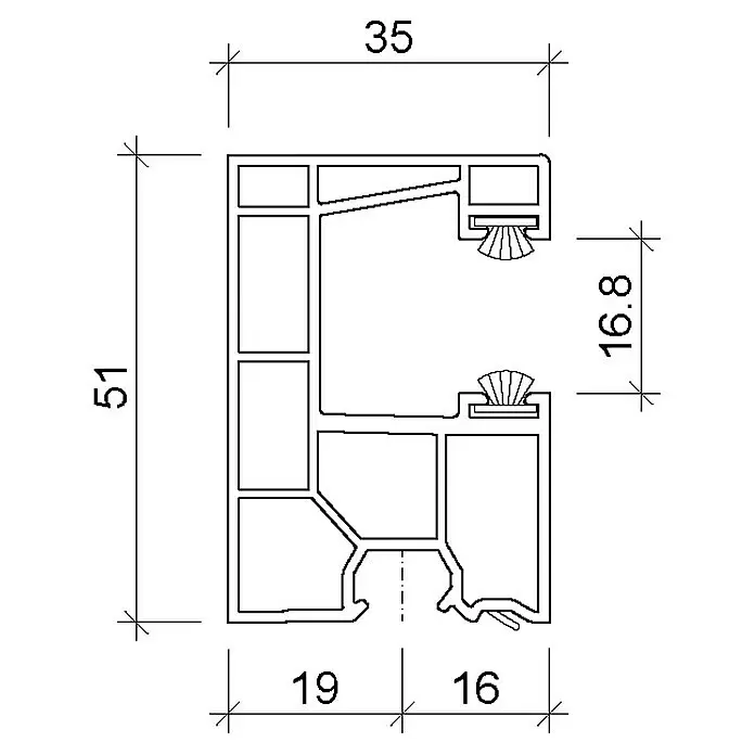 Solid Elements Rollladenführungsschiene1.500 x 35 x 51 mm
