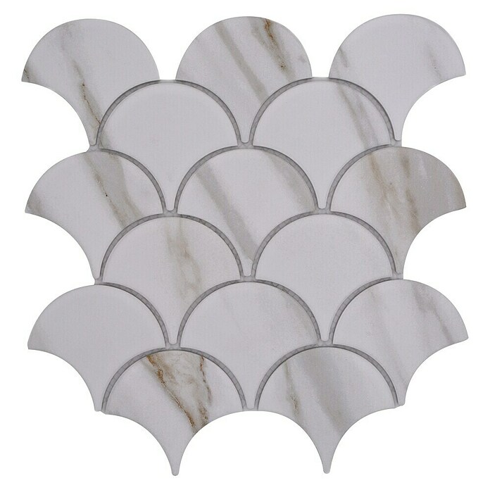 Mosaikfliese Fächer Calacatta CIM FS CT (27,3 x 25,9 cm, Weiß, Matt)