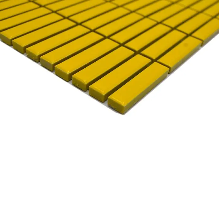 Mosaikfliese Kitkat Uni CG BBM S6 - 30 x 30 cm, Gelb, Glänzend - Gelbe, längliche Mosaikfliesen für stilvolle Wand- und Bodengestaltung. Ideal für Küche, Bad oder als dekoratives Element im Wohnraum.
