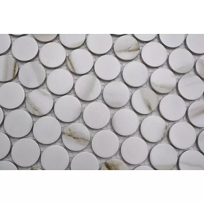 Mosaikfliese Knopf Calacatta CTG - 33 x 31,2 cm, Weiß, Matt - Detailaufnahme