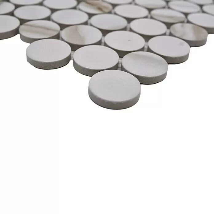 Mosaikfliese Knopf Calacatta CTG - 33 x 31,2 cm, Weiß, Matt - Detailaufnahme