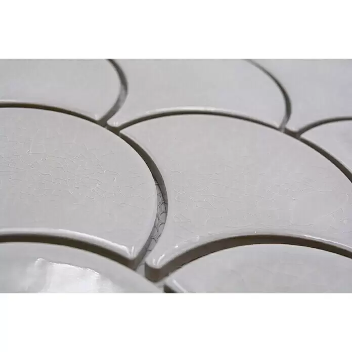 Mosaikfliese Fächer Ice Crackle FS IC1 - 27,3 x 25,9 cm, Weiß, Glänzend - Detailaufnahme