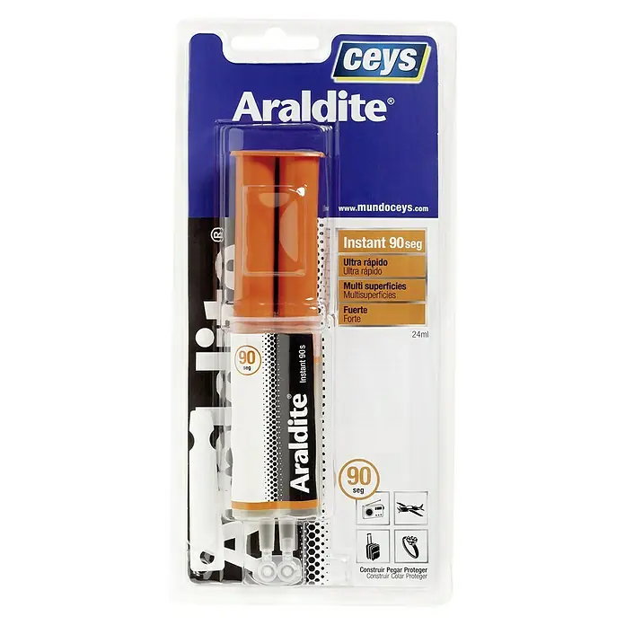 Ceys Adhesivo de resina epoxi de 2 componentes Araldite Instant - 24 ml, Incolora / Transparente - Adhesivo Araldite Instant 90 segundos, una solución fiable y rápida para diversas aplicaciones de unión en el hogar y en manualidades.