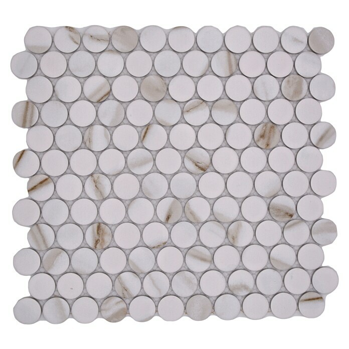 Mosaikfliese Knopf Calacatta CTG (33 x 31,2 cm, Weiß, Matt)