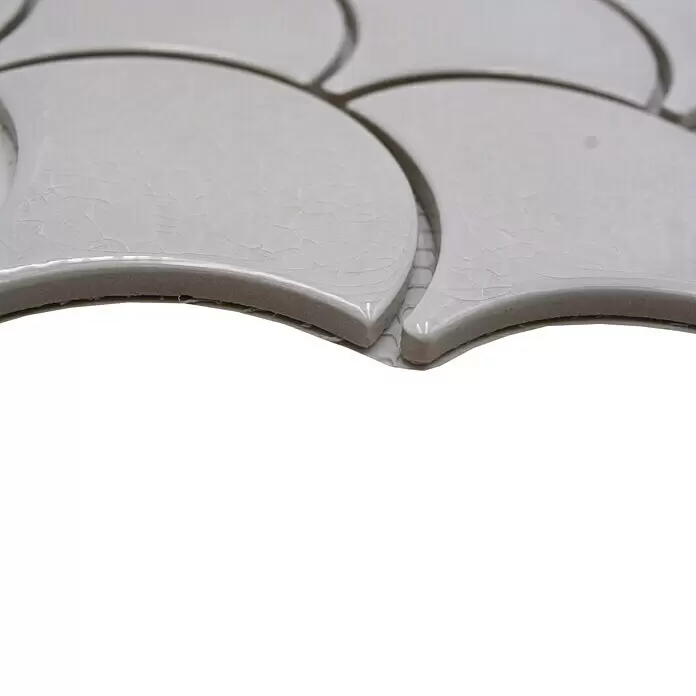 Mosaikfliese Fächer Ice Crackle FS IC1 - 27,3 x 25,9 cm, Weiß, Glänzend - Detailaufnahme