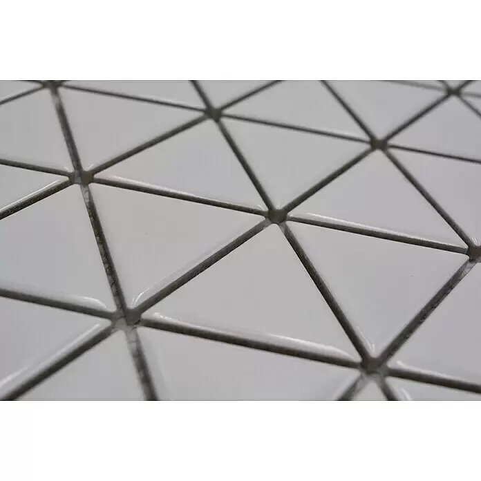Mosaikfliese Dreieck Uni CG TR 51 - 29,1 x 25,2 cm, Weiß, Glänzend - Detailaufnahme