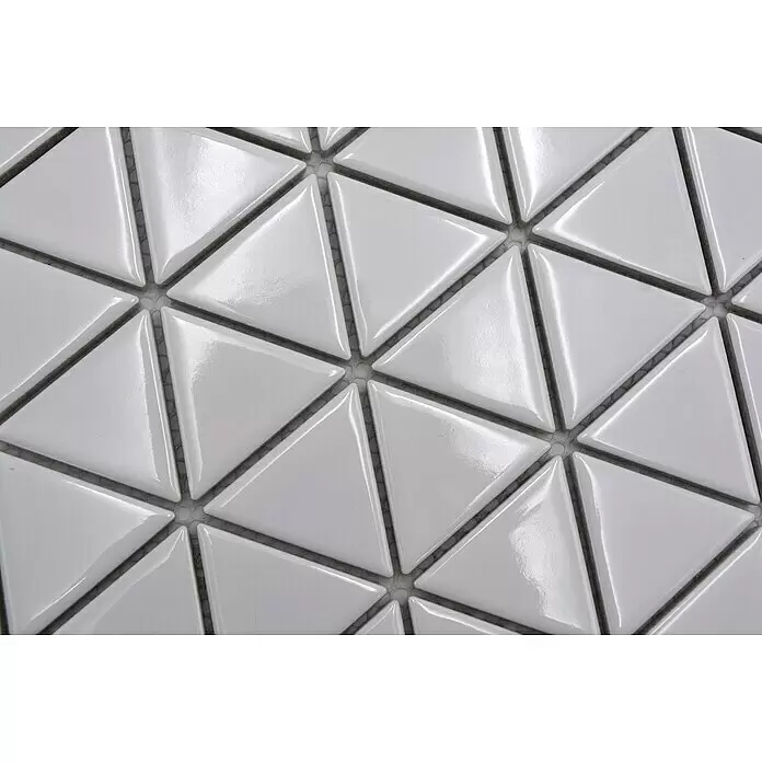 Mosaikfliese Dreieck Uni CG TR 51 - 29,1 x 25,2 cm, Weiß, Glänzend - Detailaufnahme