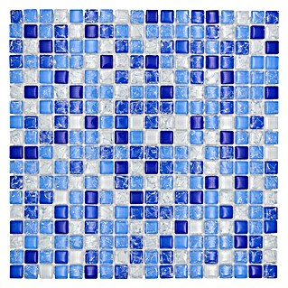 Mosaikfliese Quadrat Crystal Mix XIC 1077 (30 x 30 cm, Weiß/Blau, Glänzend)