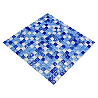 Mozaik pločica Quadrat Crystal Mix XIC 1077 (30 x 30 cm, Bijelo/Plava, Sjaj)