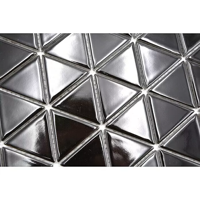Mosaikfliese Dreieck Uni CG TR 59 - 29,1 x 25,2 cm, Schwarz, Glänzend - Detailaufnahme