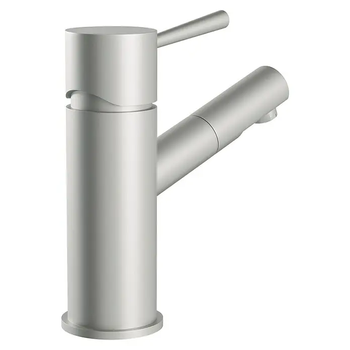 Camargue Merida Waschtischarmatur - Höhe: 18,5 cm, Edelstahloptik, Matt - Elegante Armatur in Silber, die modernes Design und Funktionalität vereint. Ideal für stilvolle Badezimmer.