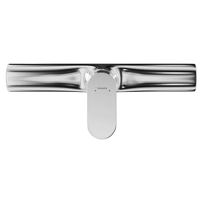 Hansgrohe Focus Brausearmatur - Chrom, Glänzend - Nahaufnahme eines glänzenden Hansgrohe-Wasserhahns mit minimalistischem Design und klaren Linien, ideal für moderne Badezimmer.