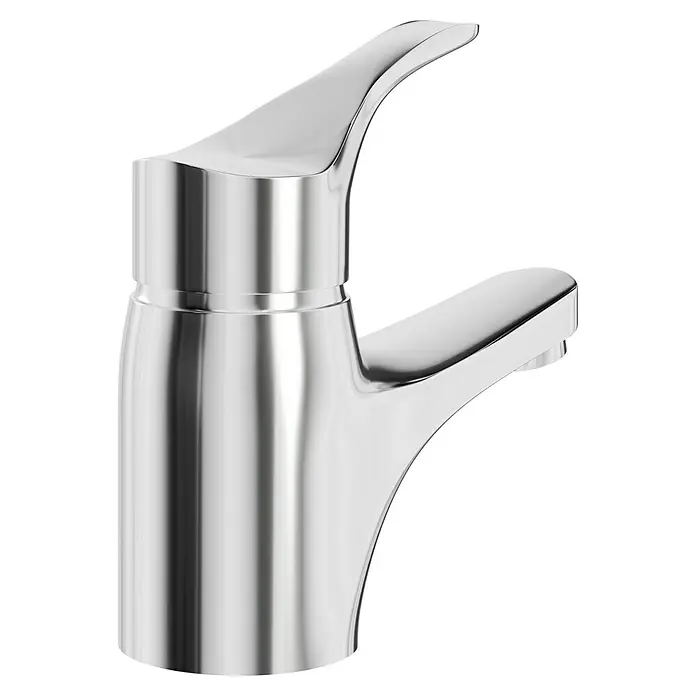 Camargue Egeo II Waschtischarmatur - Chrom, Glänzend - Nahaufnahme einer glänzenden, modernen Armatur mit klaren Linien, die Eleganz und Funktionalität im Badezimmer vereint.