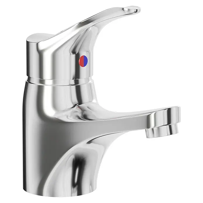 Camargue Egeo II Waschtischarmatur - Chrom, Glänzend - Glänzender Chrom-Wasserhahn mit Hebel und Temperaturmarkierungen für Badezimmer oder Küche, moderne Armatur.