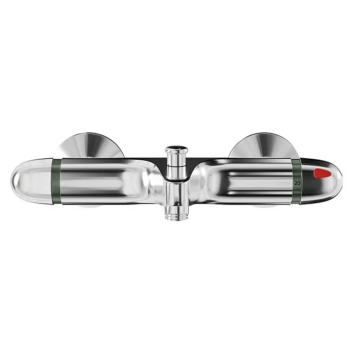 Camargue Calios Wannenthermostat - Chrom - Thermostat-Brausebatterie mit zwei Griffen, verchromt für moderne Bäder, mit präziser Temperaturregelung und Sicherheit vor Verbrühungen.