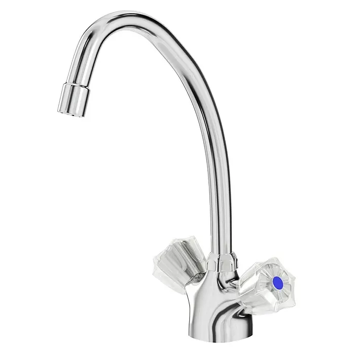 Mixomat Brillant Waschtischarmatur - Chrom, Auslauf schwenkbar - Wasserhahn aus Chrom mit blauem Farbakzent. Ideal für Badezimmer und Küchen, robust und langlebig.