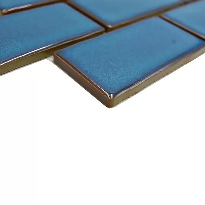 Mosaikfliese Subway Handmade Style HSS 612 - 30,9 x 26,5 cm, Blau, Glänzend - Detailaufnahme