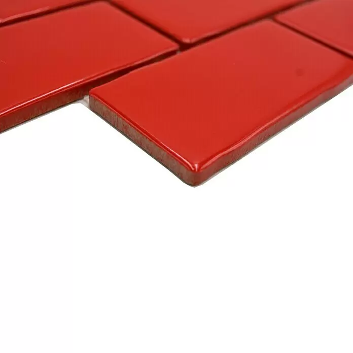 Mosaikfliese Subway Handmade Style HSS 567 - 30,9 x 26,5 cm, Rot, Glänzend - Detailaufnahme