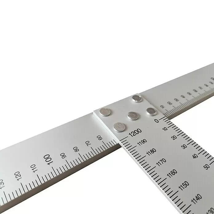 Wisent Winkelmesser - 1.200 mm - Silberner Metallwinkelmesser mit Skalenanzeige.