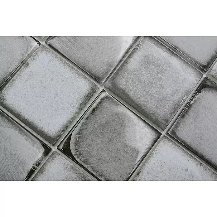Mosaikfliese Quadrat Crystal Cement Style XCM CS02 - 29,8 x 29,8 cm, Hellgrau, Glänzend - Detailaufnahme