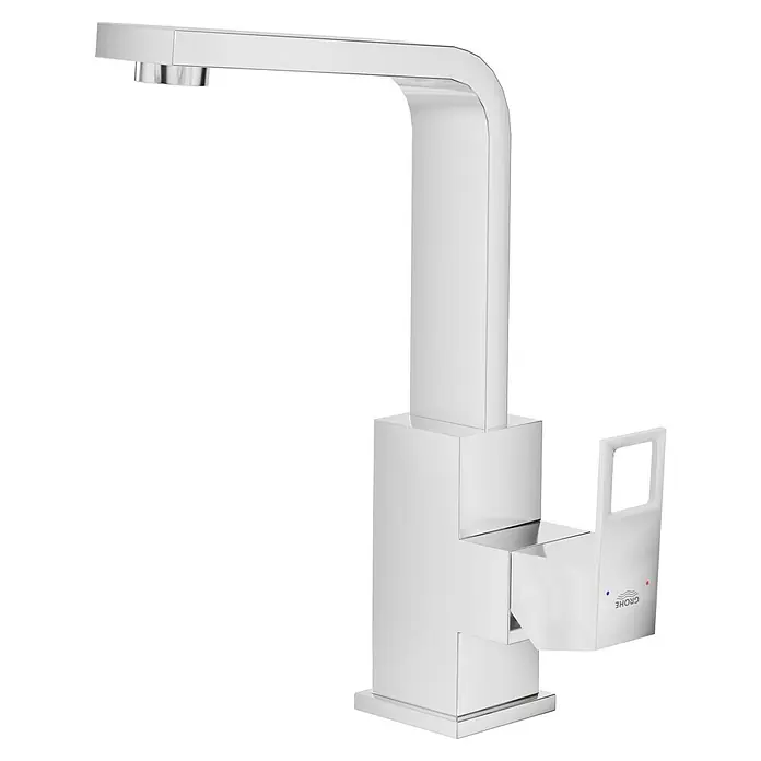 Grohe Eurocube Waschtischarmatur - Chrom, Glänzend, Schwenkbar - Eleganter, hochglanzverchromter Waschtischmischer von Grohe mit modernem, kantigem Design für stilvolle Badezimmer.