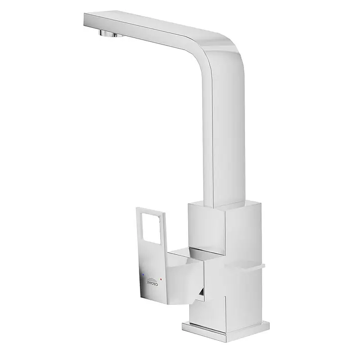 Grohe Eurocube Waschtischarmatur - Chrom, Glänzend, Schwenkbar - Glänzender, moderner Grohe Wasserhahn mit quadratischem Design, ideal für ein stilvolles Badezimmer.