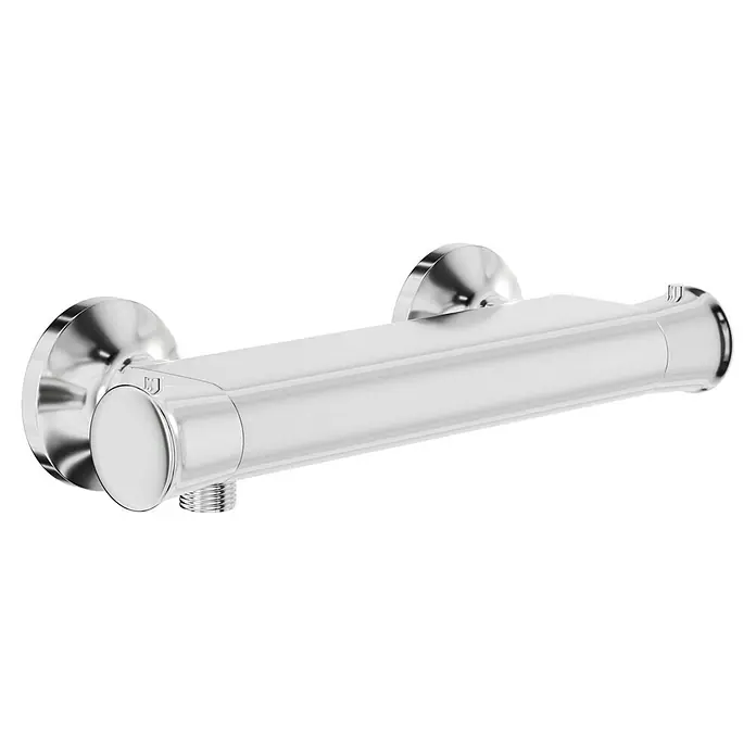 Camargue Brausethermostat Oviedo - Chrom, Glänzend - Eine glänzende, verchromte Thermostatarmatur, ideal für moderne Badezimmer, bietet präzise Temperaturkontrolle und elegantes Design.