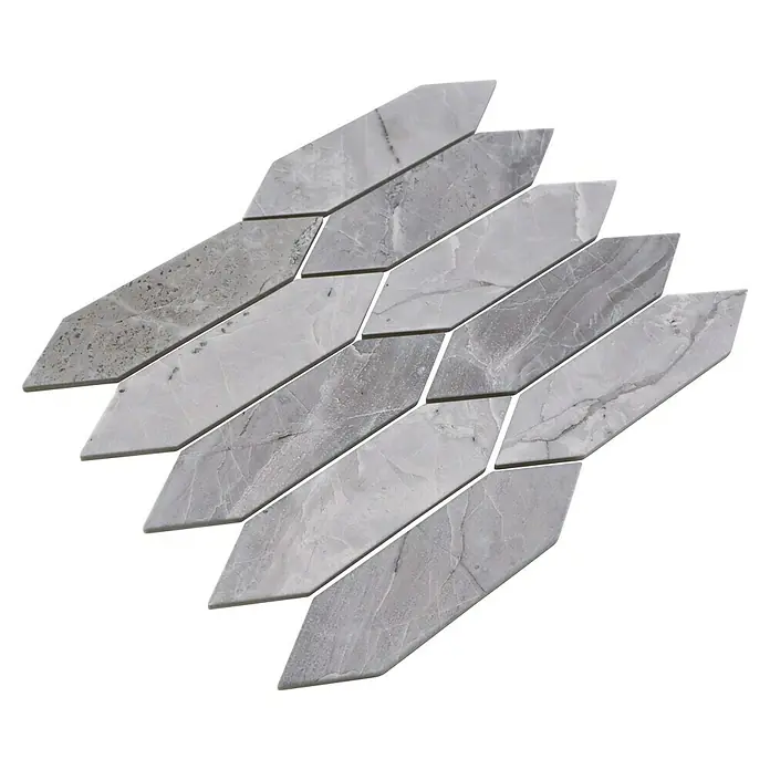 Mosaikfliese Hexagon CIM LHX GSL - 31,3 x 25,8 cm, Hellgrau, Matt - Feine Marmorfliesen mit länglicher Pfeilform, elegant in Grau gehalten, verleihen jedem Raum einen Hauch von Luxus.