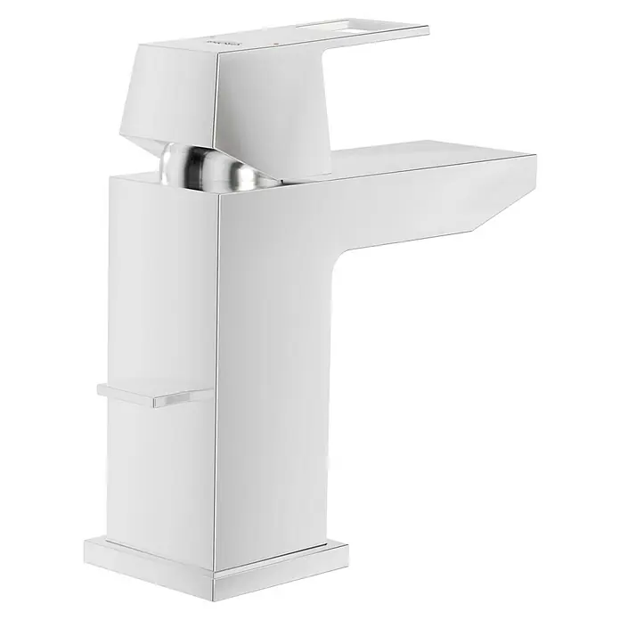 Grohe Eurocube Waschtischarmatur - Chrom, Glänzend - Elegante, moderne weiße Armatur mit präzisem Design. Die klaren Linien und die glänzende Oberfläche machen diese Armatur zu einem Blickfang im Bad.