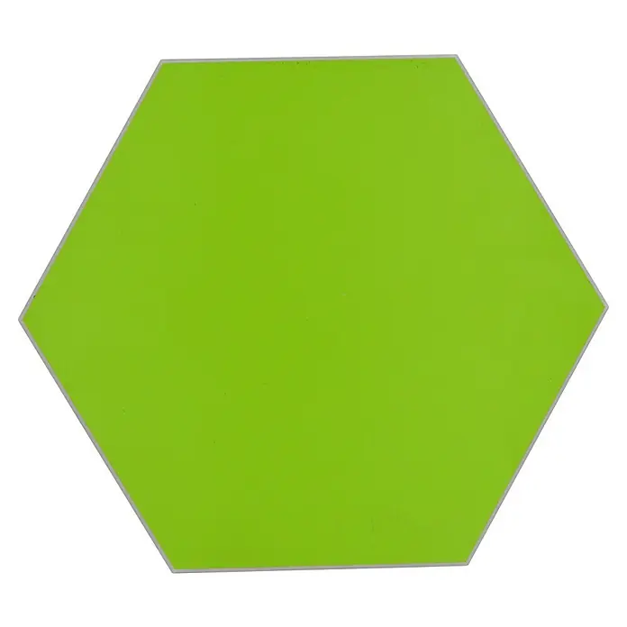 Selbstklebemosaik Hexagon Uni SAMT CHB5G - 15,2 x 17,2 cm, Grün, Matt - Grünes Sechseck mit grauem Rand, ein modernes Dekorationselement. Perfekt für stilvolle Akzente in jedem Raum.