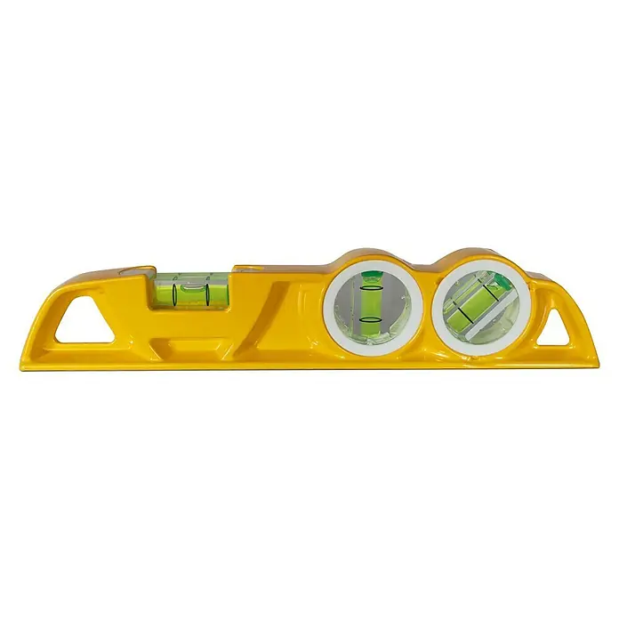 Wisent Torpedo-Wasserwaage TRI - Anzahl Libellen: 3 Stk., 25 cm - Gelbe Wasserwaage mit drei Libellen zur präzisen Ausrichtung. Ideal für Bau und Handwerk, um Flächen horizontal oder vertikal auszurichten.