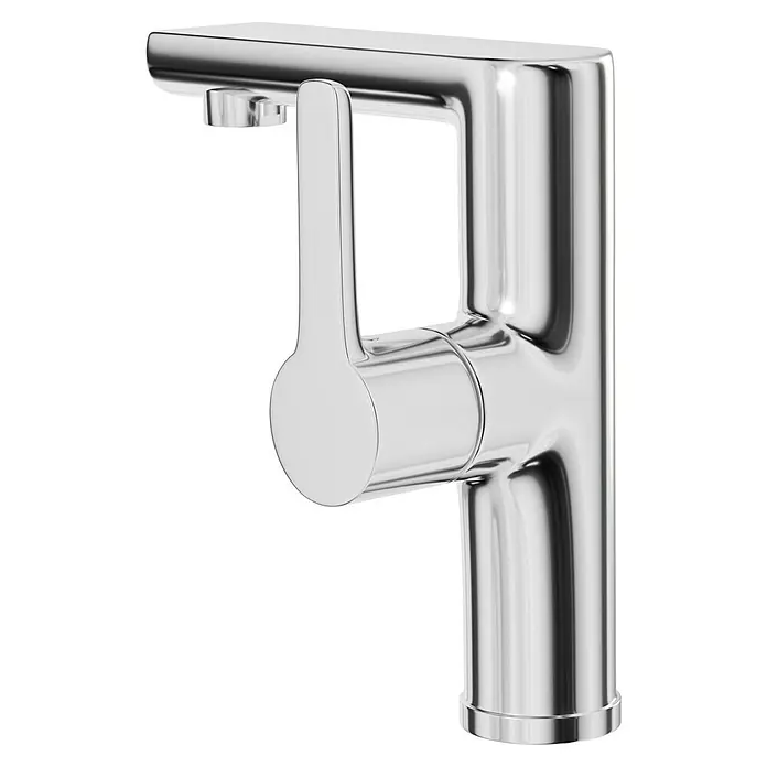 Camargue Waschtischarmatur Bilbao - Chrom, Glänzend - Nahaufnahme eines glänzenden Chrom-Waschtischhahns mit Hebelgriff, der modernes Design und Funktionalität für jedes Badezimmer bietet.