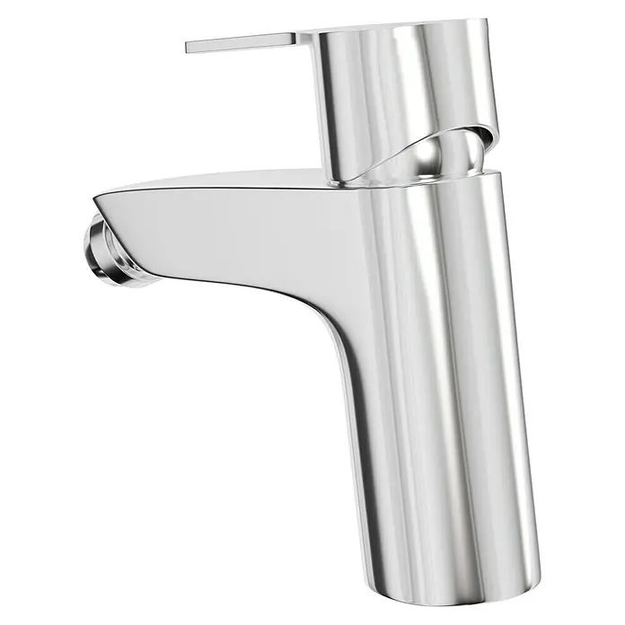 Hansgrohe MySport Bidetarmatur - Funkelnd - Nahaufnahme eines modernen, glänzenden Chrom-Wasserhahns mit schlankem Design vor schwarzem Hintergrund.