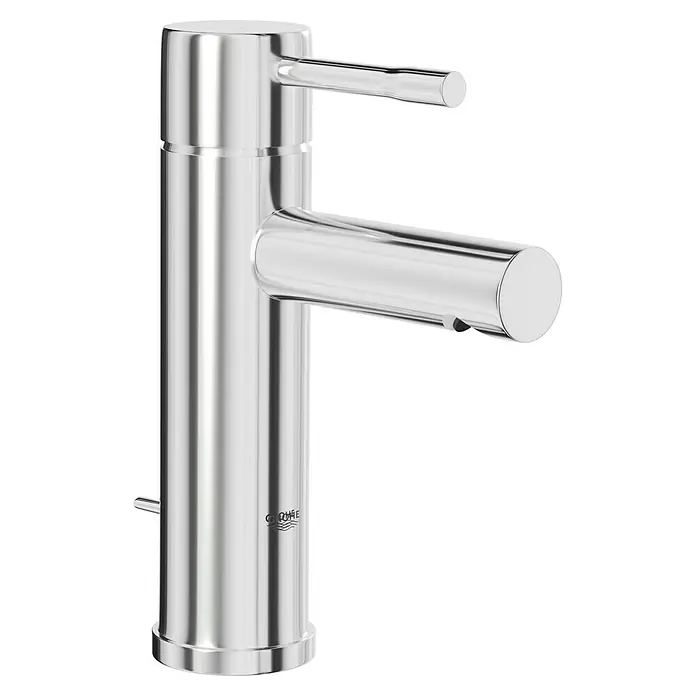 Grohe Essence New Waschtischarmatur S-Size - Höhe: 20,8 cm, Chrom, Glänzend - Ein eleganter, verchromter Grohe Wasserhahn mit minimalistischem Design, ideal für moderne Badezimmer und Küchen.