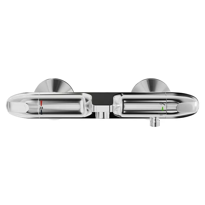 Grohe Grohtherm 1000 New Wannenthermostat - Chrom - Die Armatur ist aus glänzendem Chrom gefertigt und verfügt über zwei Drehgriffe mit Temperatur- und Wassermengenregelung.