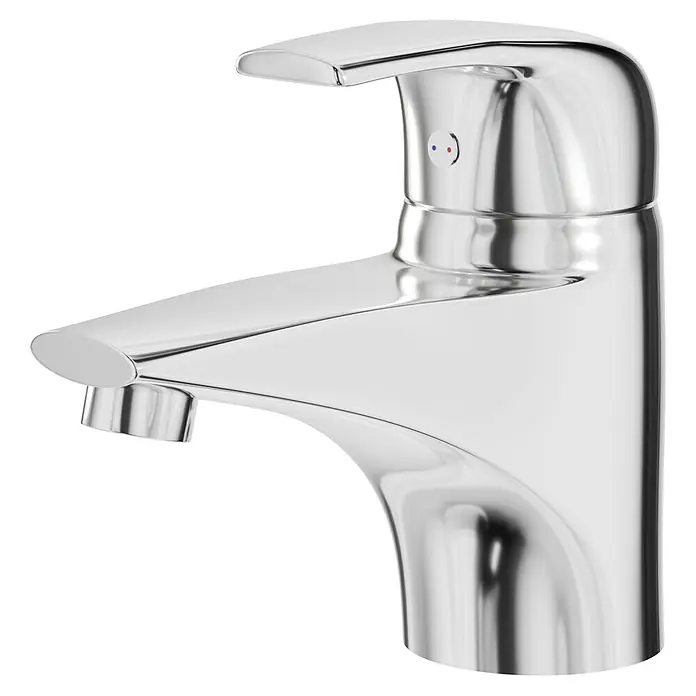 Camargue Waschtischarmatur Fusion - Chrom, Glänzend - Glänzender Chrom-Wasserhahn mit Hebel und farbigen Temperaturanzeigen. Moderner Einhebelmischer für das Badezimmer oder die Küche mit elegantem Design.