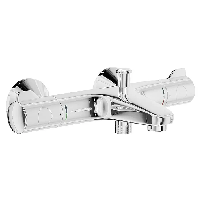 Grohe Wannenthermostat - Chrom, Glänzend - Glänzende Chrom-Badarmatur mit Temperaturregler und zentralem Auslauf für moderne Badezimmer.