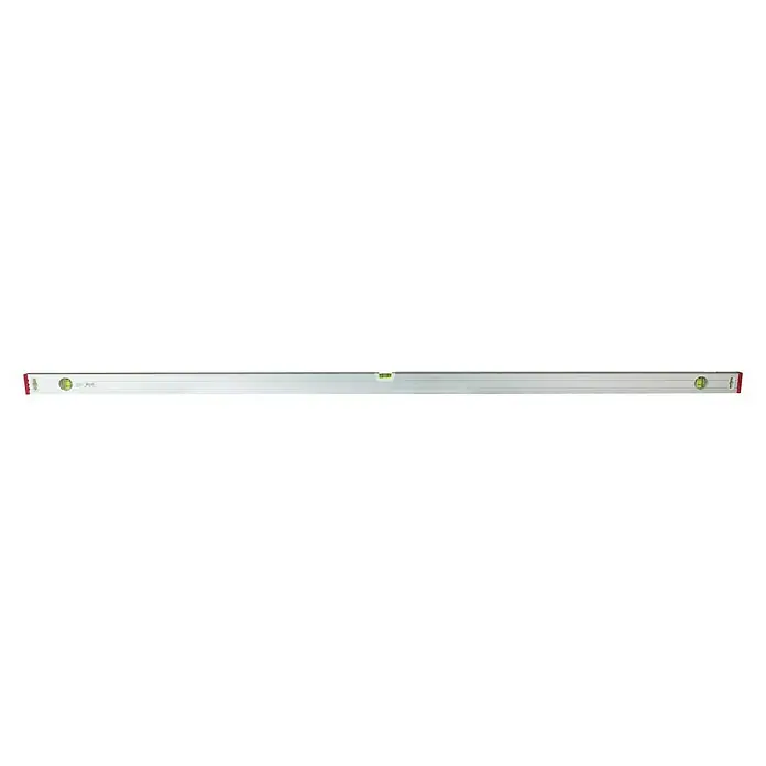 Wisent Wasserwaage BEST - Länge: 200 cm, Anzahl Libellen: 3 Stk. - Eine Wasserwaage aus Aluminium mit drei Libellen für präzises Nivellieren und Ausrichten auf dunklem Hintergrund.