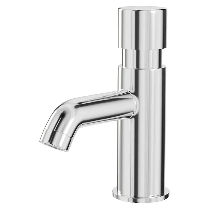Camargue Kaltwasser-Standventil Eco Stop - Chrom, Glänzend - Glänzender Chrom-Wasserhahn mit schlankem Design und zylindrischem Sockel, ideal für moderne Badezimmer. Das minimalistische Aussehen macht ihn zu einem Hingucker.
