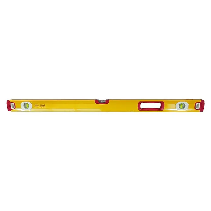 Wisent Wasserwaage LED - Länge: 100 cm, Anzahl Libellen: 3 Stk. - Gelbe Wasserwaage mit roten Akzenten und Blasenanzeigen für präzises Ausrichten. Ideal für Bauarbeiten und Heimwerkerprojekte.