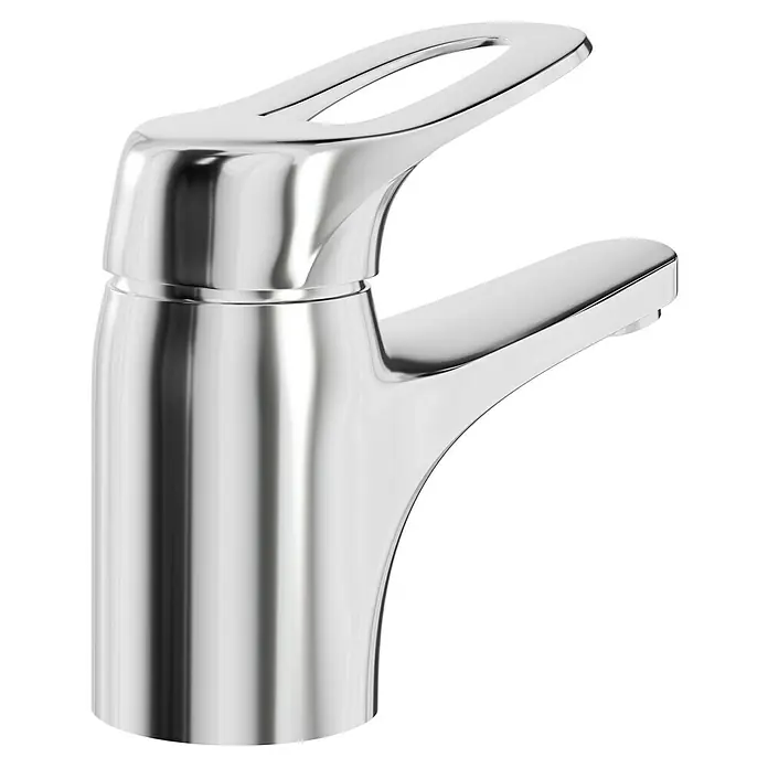 Mixomat Batoni Waschtischarmatur - Chrom, Glänzend - Glänzender, verchromter Wasserhahn mit modernem Design für Badezimmer oder Küche. Elegante Armatur mit besonderem Griff.