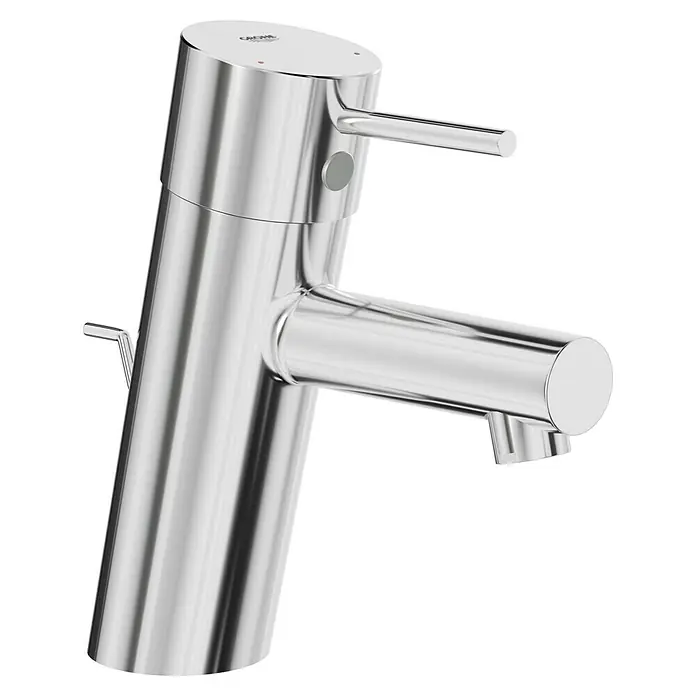 Grohe Concetto Waschtischarmatur - Chrom, Glänzend - Nahaufnahme eines modernen, verchromten GROHE Armaturdesigns, das Eleganz und Funktionalität in Bad oder Küche vereint.
