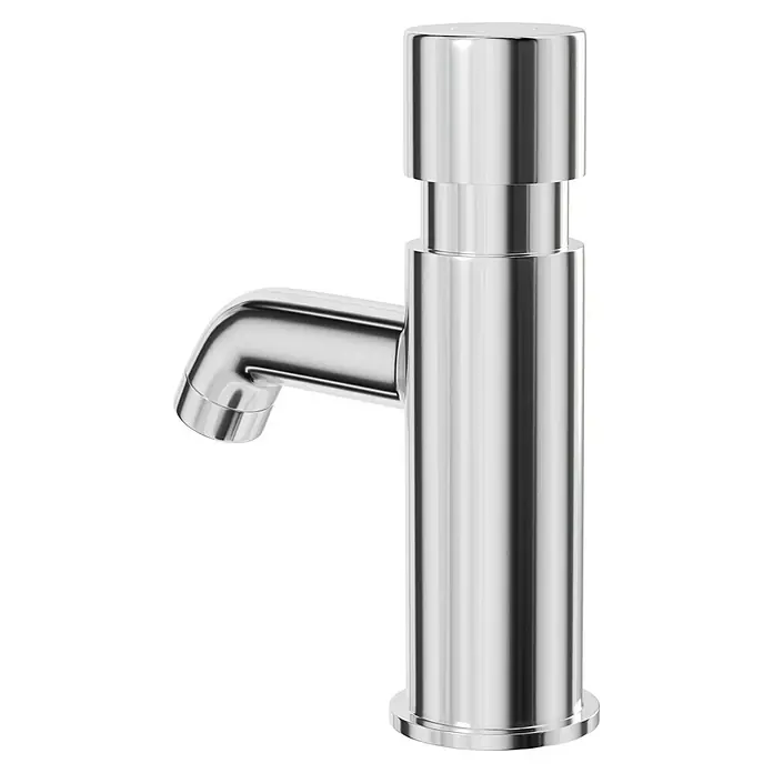 Camargue Kaltwasser-Standventil Eco Stop - Chrom, Glänzend - Chromfarbener Badarmatur mit zylindrischem Design. Das Produkt ist eine elegante Ergänzung für jedes moderne Badezimmer.